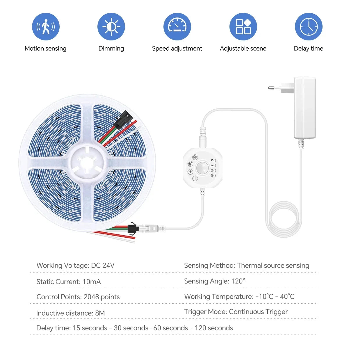 Interesting Water Flow Chasing Tape Horse Race Pixels Design LED Strip Light 24V for Stair Corridor Entrance Door Night Lighting Oasis Select