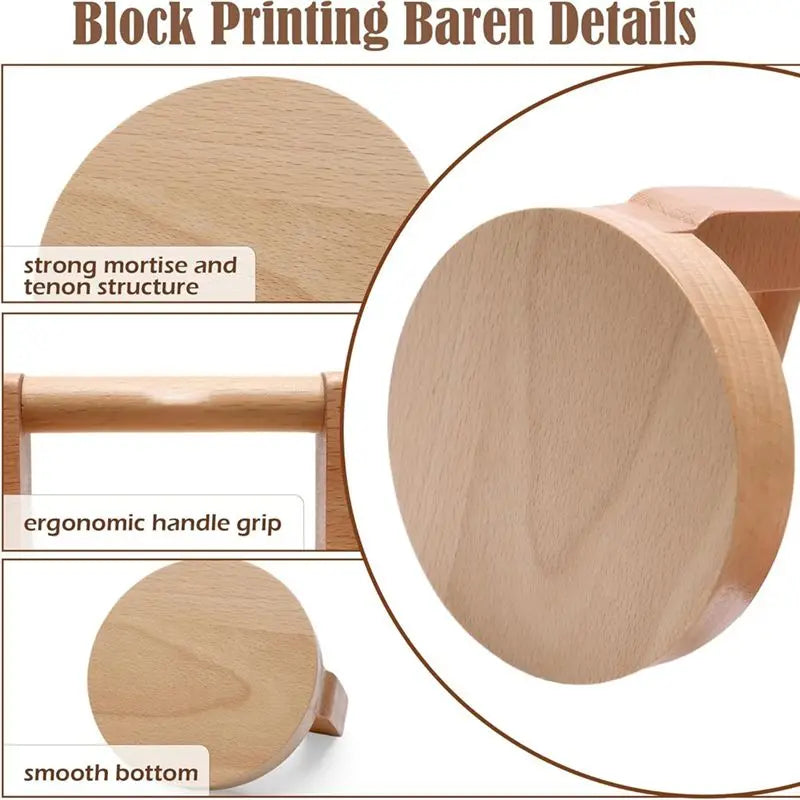 LIKE WISH 2 Pcs Block Printing Baren,Windspeed Wood Baren Printmaking Tool Supplies For Printing, Crafting, Scrapbooking,Linocut Oasis Select