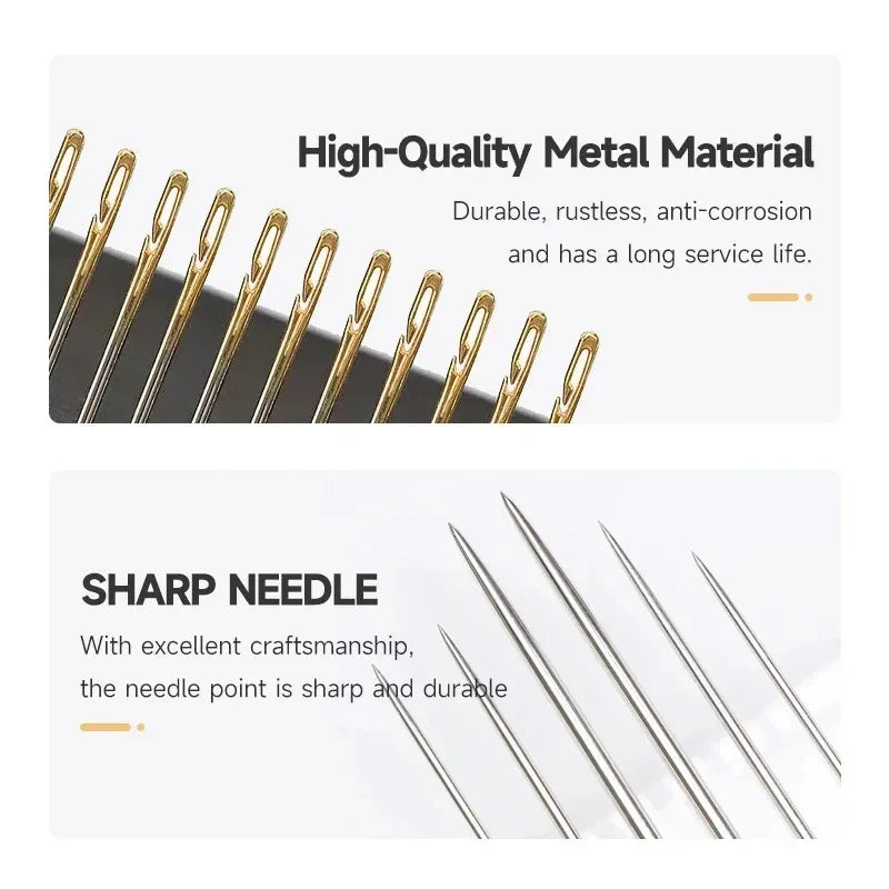 12/24/36pcs Self-Threading Sewing Needles Stainless Steel Quick Blind Threading Needle Stitching Pins DIY Punch Needle Threader Oasis Select