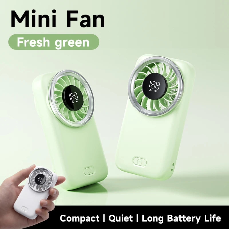 Mini Handheld Turbo Fan 100 Speed Portable USB Rechargeable with LED Digital Display 80000RPM Pocket Fan for Outdoor Travel Oasis Select green