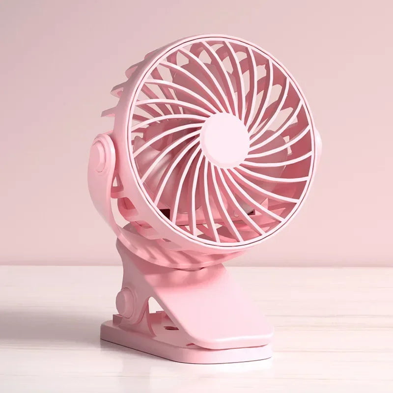 Portable Mini 360°Flip USB Rechargeable Table Fan Clip-on Type Desk Fan Hanging Clip Fan Night Light Air Cooler Outdoor Oasis Select Pink