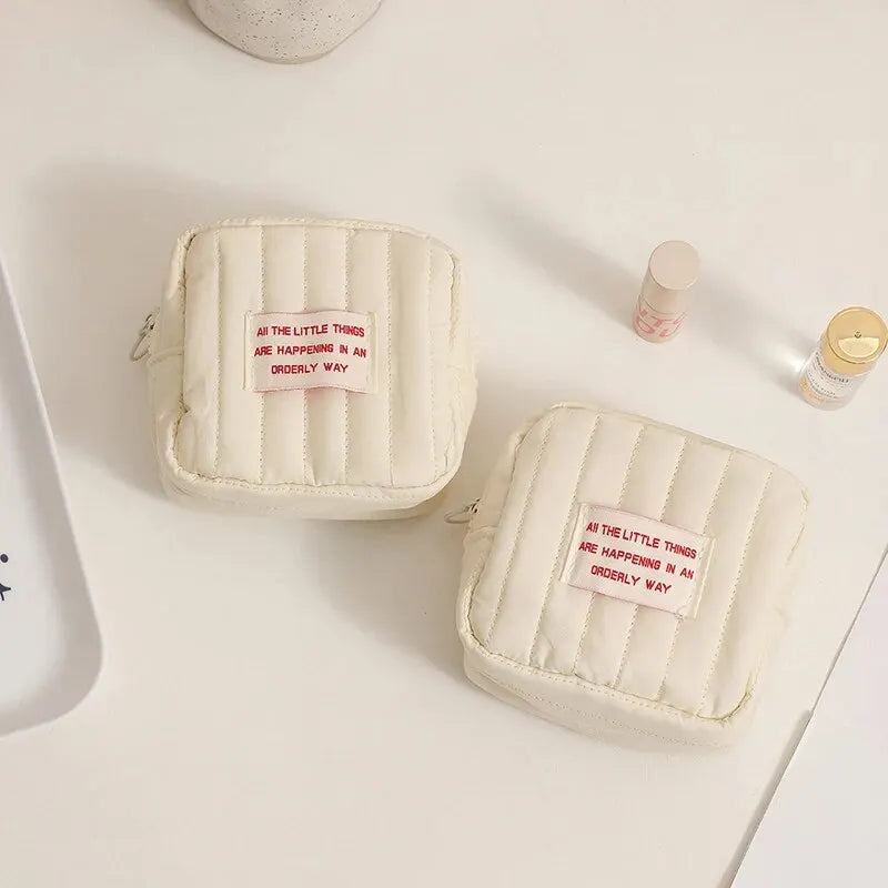 Korean Mini Square Makeup Bag – Lipstick & Earphone Organizer