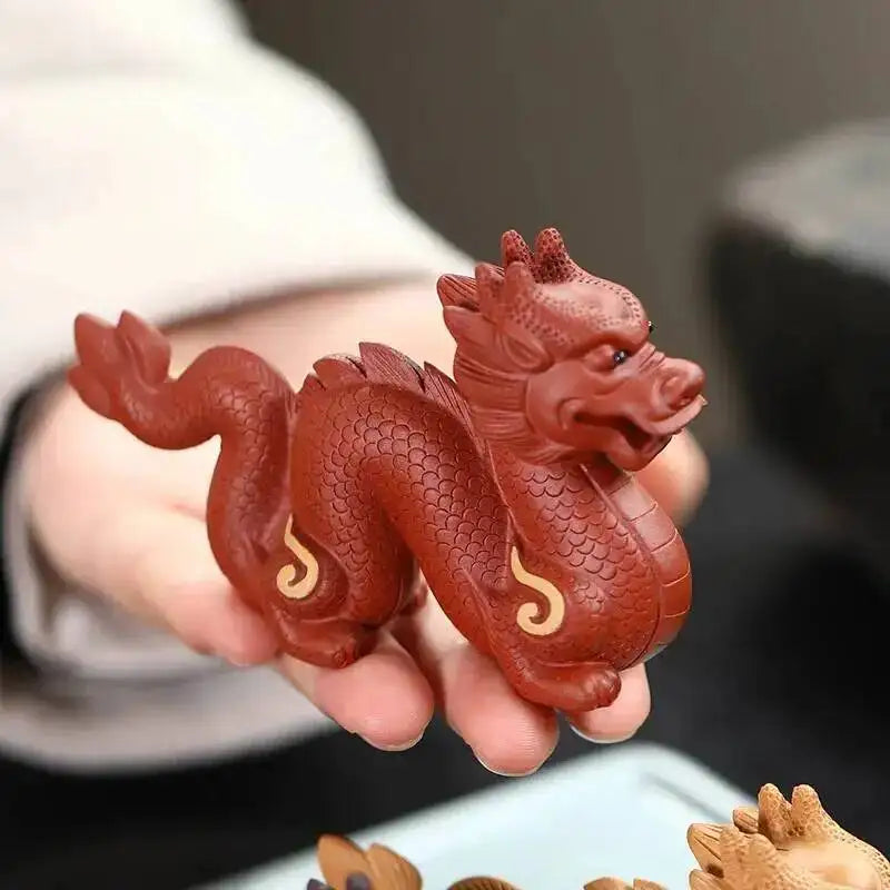 Zisha Tea Pet Dragon Zodiac Figurine Handmade Cultivable Sculpture Tea Play Tea Ceremony Accessories Чаепитие Oasis Select