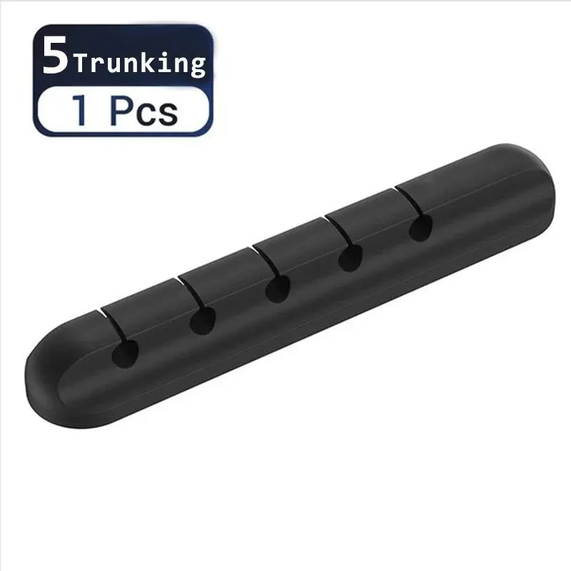 Self-Adhesive Power Cord Cord Manager Fixed Chuck Plug Mouse Cable Headset Winder Mobile Phone Data Cable Card Silicone Desktop Oasis Select Black 5 holes