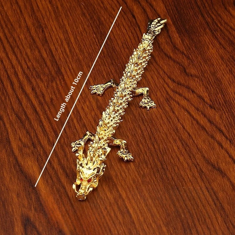 Flexible Jointed Golden Dragon Figurine Five-Claw Alloy Statue for Home Office Decor & Feng Shui Blessing Oasis Select
