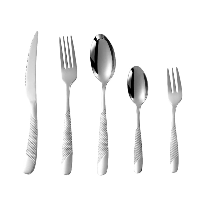 20pcs Stainless Steel Flatware Set for Wedding, Birthday, Bar & Bat Mitzvah - Elegant Cutlery with Dinner Knife, Fork, Spoon Oasis Select Silver-20PCS