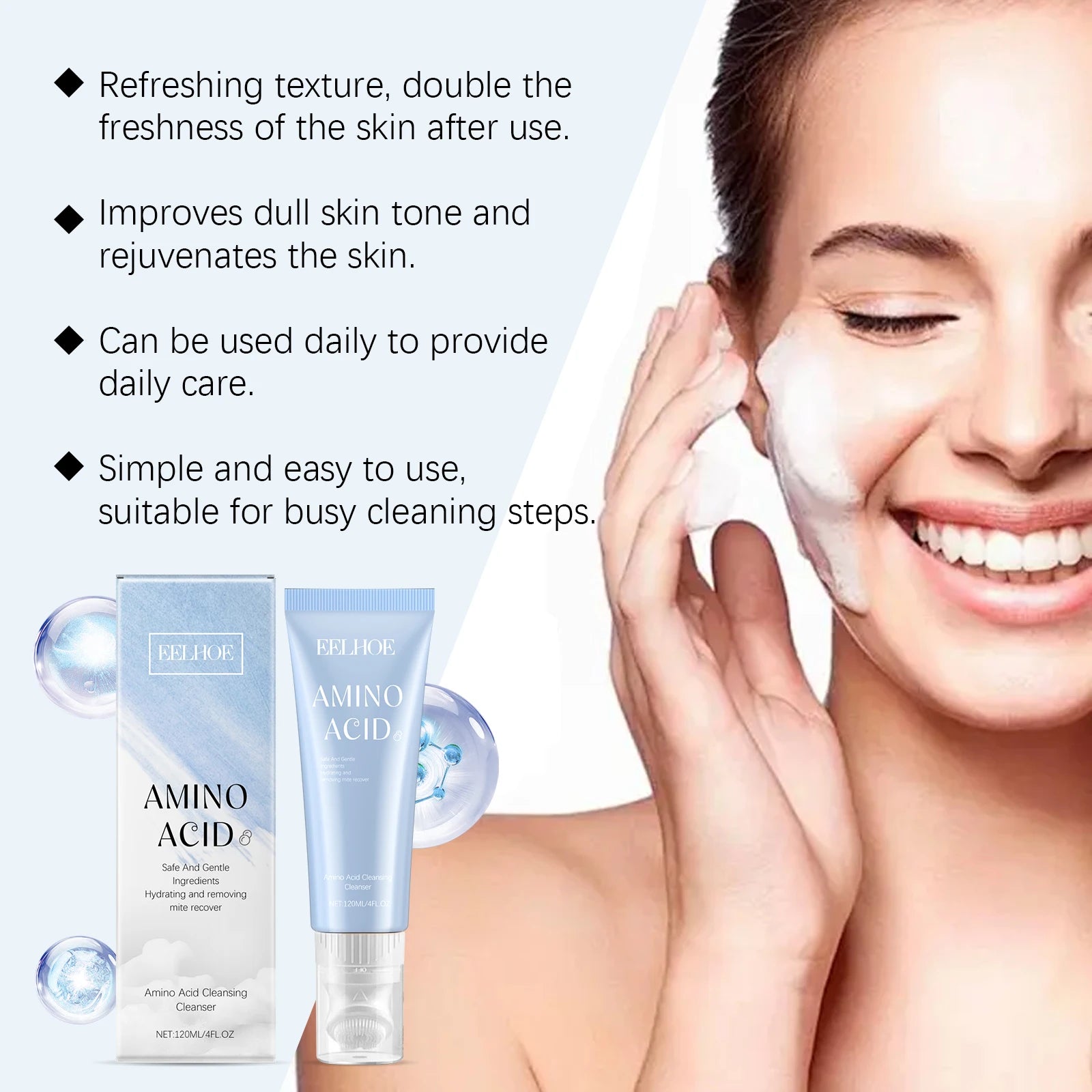 Eelhoe Amino Acid Face Cleanser – Oil Control & Acne 120g Facial Foam Cleanser Oasis Select