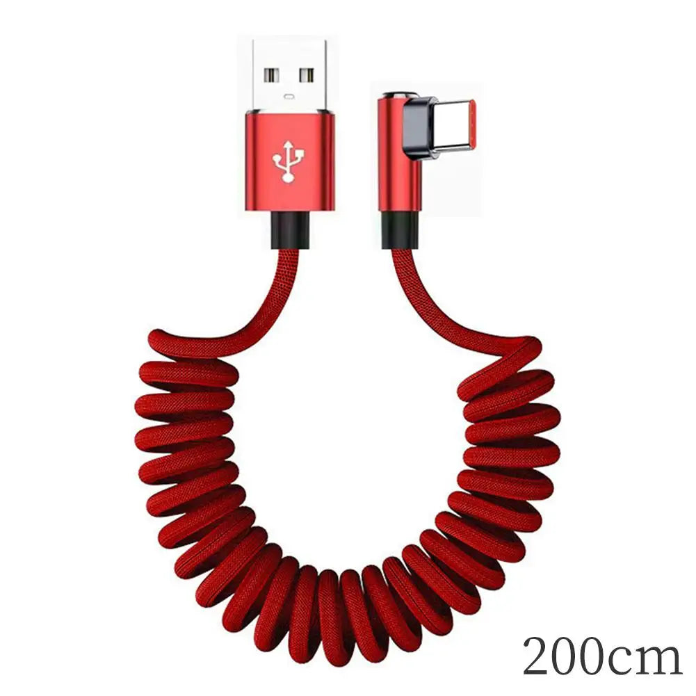 120W Fast Charging Coiled USB-C Cable – 90° L-Shape
