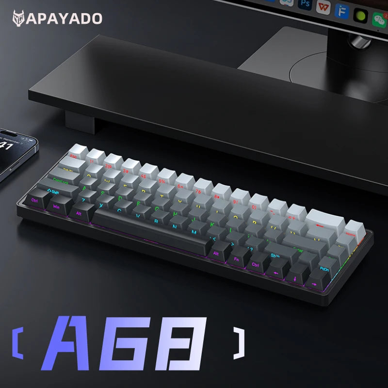 APAYADO A68 Hot-Swappable Mechanical Keyboard, 68-Key Compact, RGB Backlight, Blue/Red Switch Options, NKRO for Gaming Oasis Select