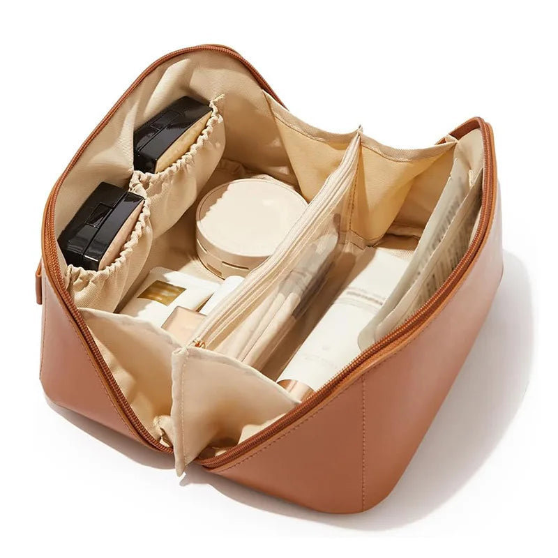 Large-Capacity Travel Cosmetic Bag Portable PU Makeup Pouch Women Waterproof Bathroom Wash Handbag Multi-functional Oasis Select