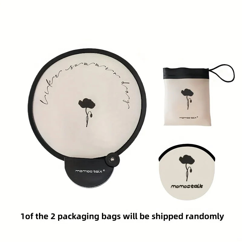 Portable Handheld Folding Fan with Storage Pouch - Compact Manual Cooling Fan Suitable for Summer, Travel, Beach & Parties Oasis Select Flower