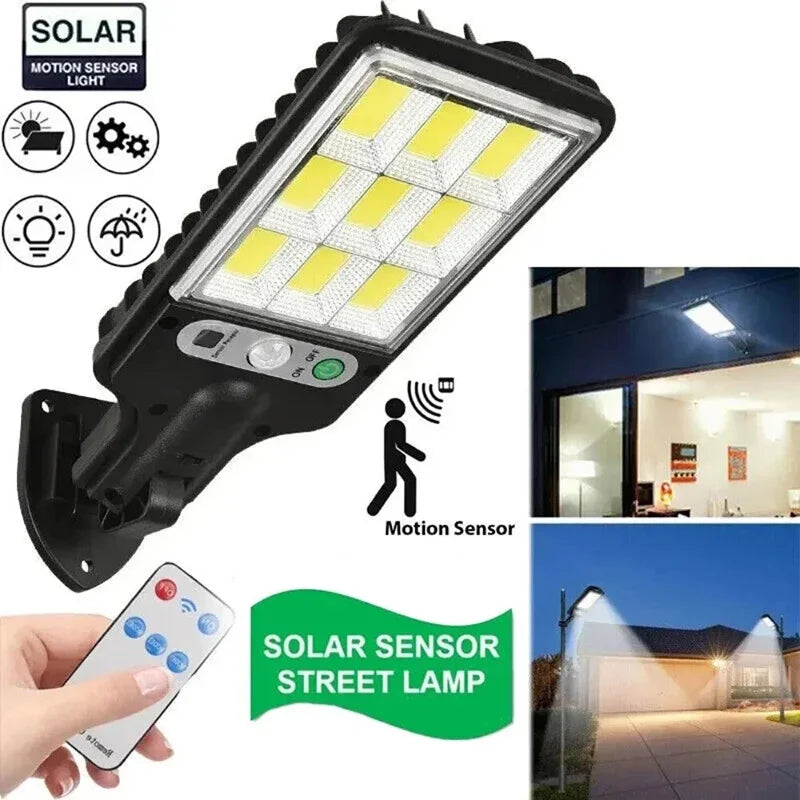 108 COB Sensor Street Lamp 3 Light Modes Outdoor Waterproof Security Solar Lamps for Garden Patio Path Remote Control Light Oasis Select