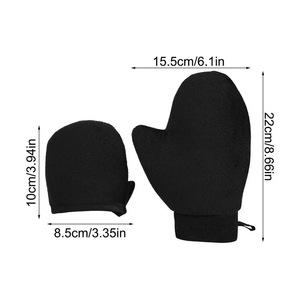 2Pc Self-Tanning Glove Body Lotion Mitt Double-Sided Prevents Sticky Hands Applicator Quick Dry Flocking Glove Makeup Applicator Oasis Select Black