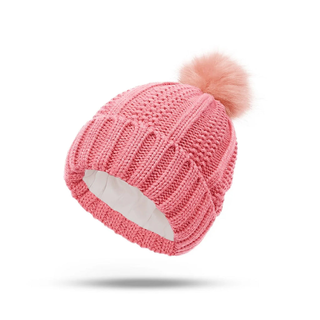 Flower needle woolen ball cap, warm double-layer lined hair care cap, woolen cap, women's knitted cap, pineapple cap Oasis Select