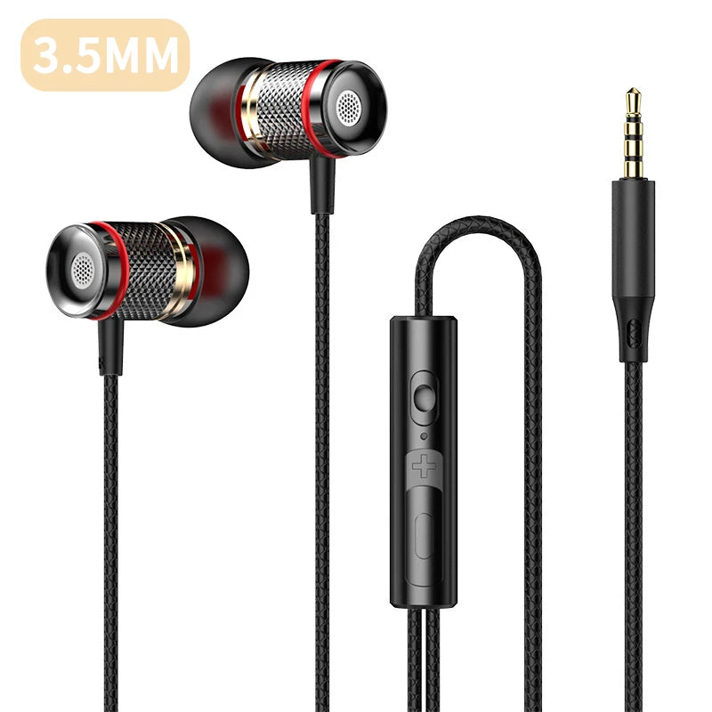 Digital Chip Wired Earphone 3.5mm AUX/Type C In-Ear 9D HiFi Surround Heavy Bass In-Ear Headsets For Samsung Huawei Xiaomi MP3 PC Oasis Select 3.5MM AUX Black