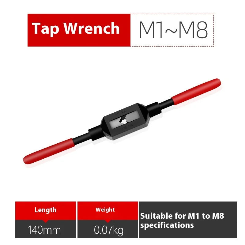JUSTINLAU 1PC M1-M33 Metric High Carbon Steel Wire Cone Reamer Manual Threading Tool with Adjustable Tap Wrench Handle Hand Tool Oasis Select M1-M8