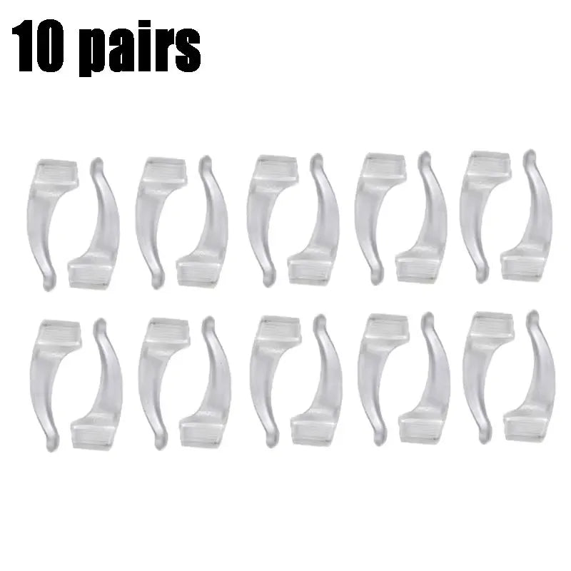 5-20pairs Clear Anti-slip Ear Hook Eyeglasses Accessories Grip Anti-fall Eyewear Holder Glasses Leg Ear Sleeve Bracket Fastener Oasis Select 10 pairs-clear
