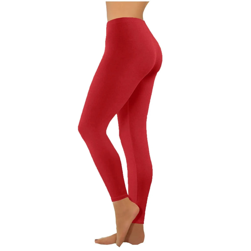 High Waist Yoga Leggings Seamless Push Up Sport Leggings Fitness Running Pants Solid Highly Elastic Underwear Bottoms Oasis Select Red XL