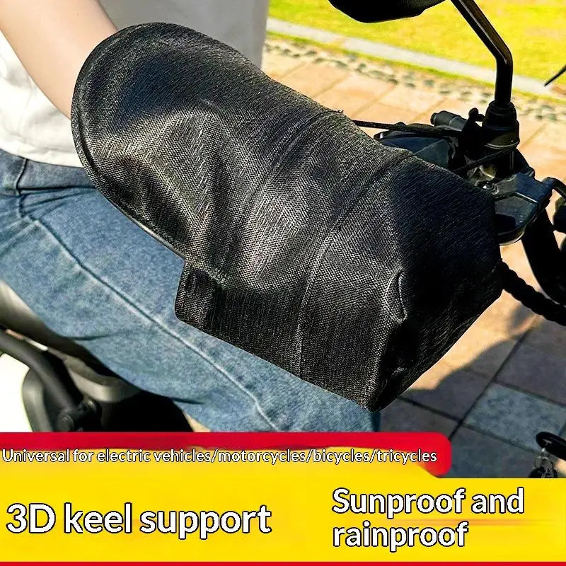 Silver Coated Leather Handlebar Gloves Sunproof Waterproof 3D Support For Scooter Bicycle Motorcycle Summer Riding Oasis Select Black A