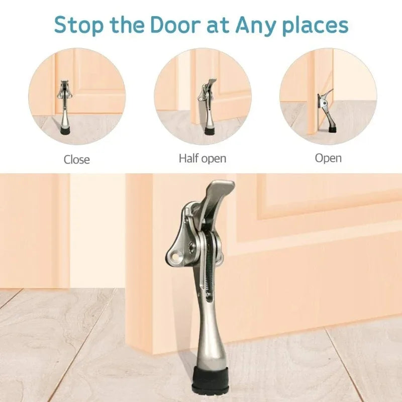 Zinc Alloy Foot-Operated Door Stopper Automatic Kickdown Door Hold Opener Punch-Free Windproof Door Stop for Home Hardware Oasis Select