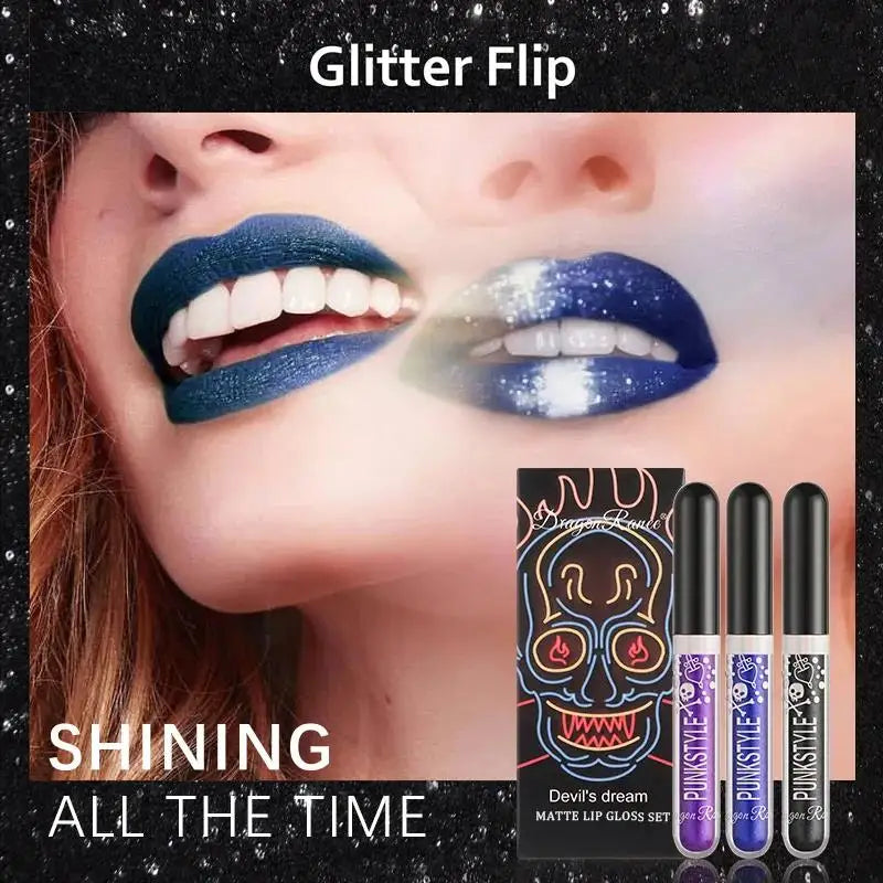 Dragon Ranee Halloween Lip Gloss Set – Sparkling Purple & Black Trio