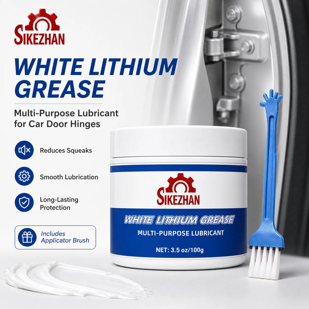 Premium White Lithium Grease With Brush Waterproof Multi-Purpose Lubricant Anti Rust Auto Marine Garage Door Hinge Metal Parts Oasis Select