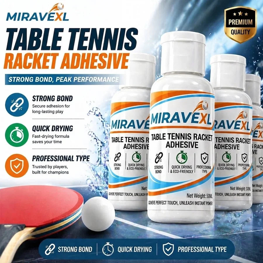 MIRAVEXL 50ml High-Speed Table Tennis Racket Liquid Glue — Professional Racket Rubber Adhesive (Includes Sponge Applicator) Oasis Select