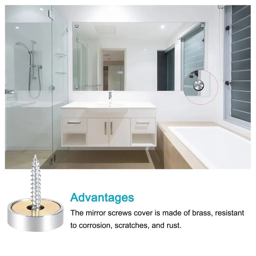 Home Improvement Stainless Steel Mirror Nails Screw Cap Silver 16/22/25mm Screws Decorative Cap Mirror Screws Fasteners Glass Oasis Select