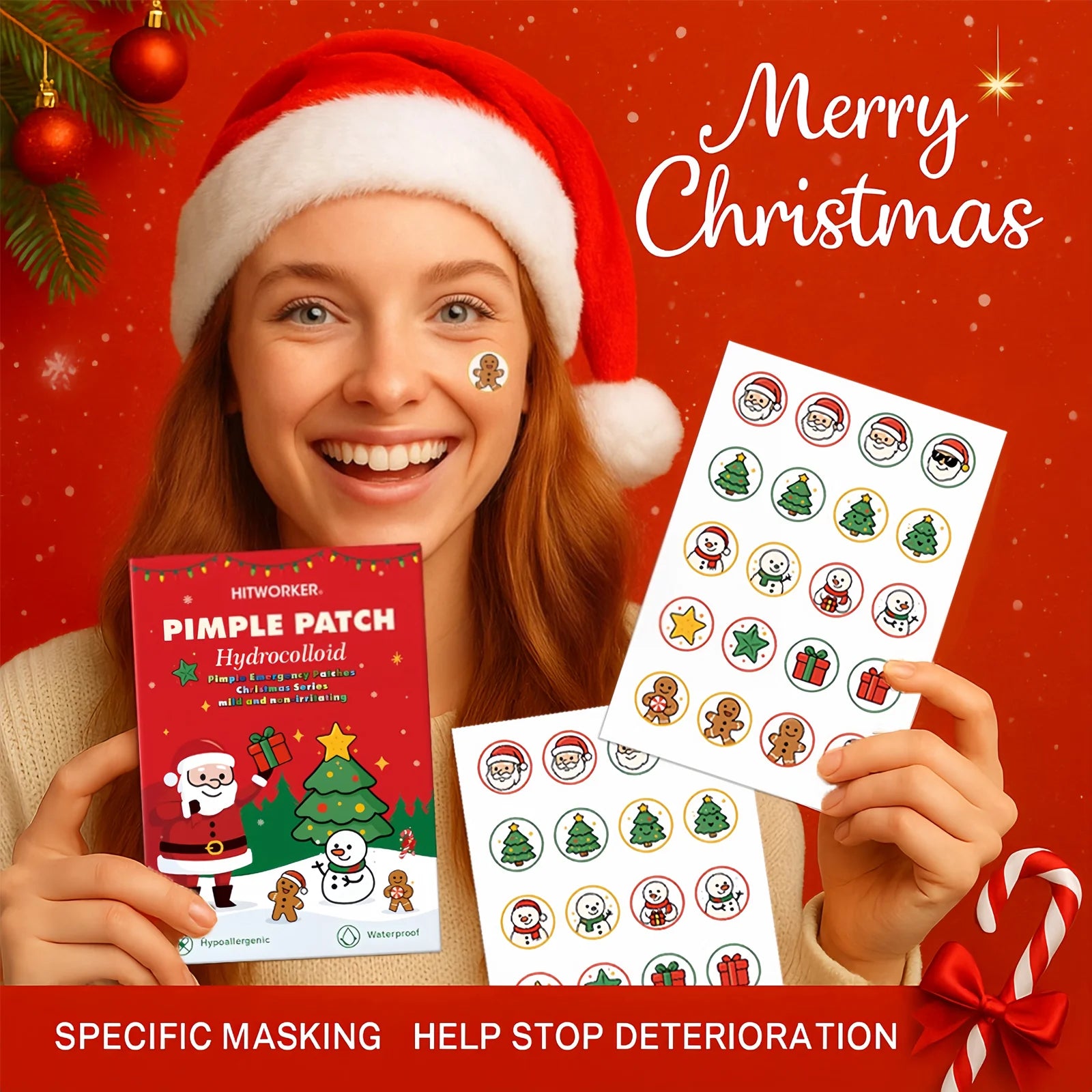 120 Cute Christmas Style Acne Patch - Alcohol Free, Odorless, Ultra Thin Spot Covering, Essential for Christmas Parties Oasis Select