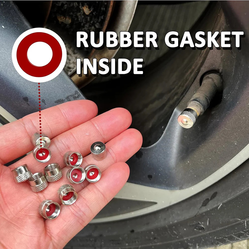 12Pcs Tire Valve Stem Caps, Premium Metal Brass Valve Stem Caps with Rubber Gasket,Tire Valve Dust Proof Covers Oasis Select