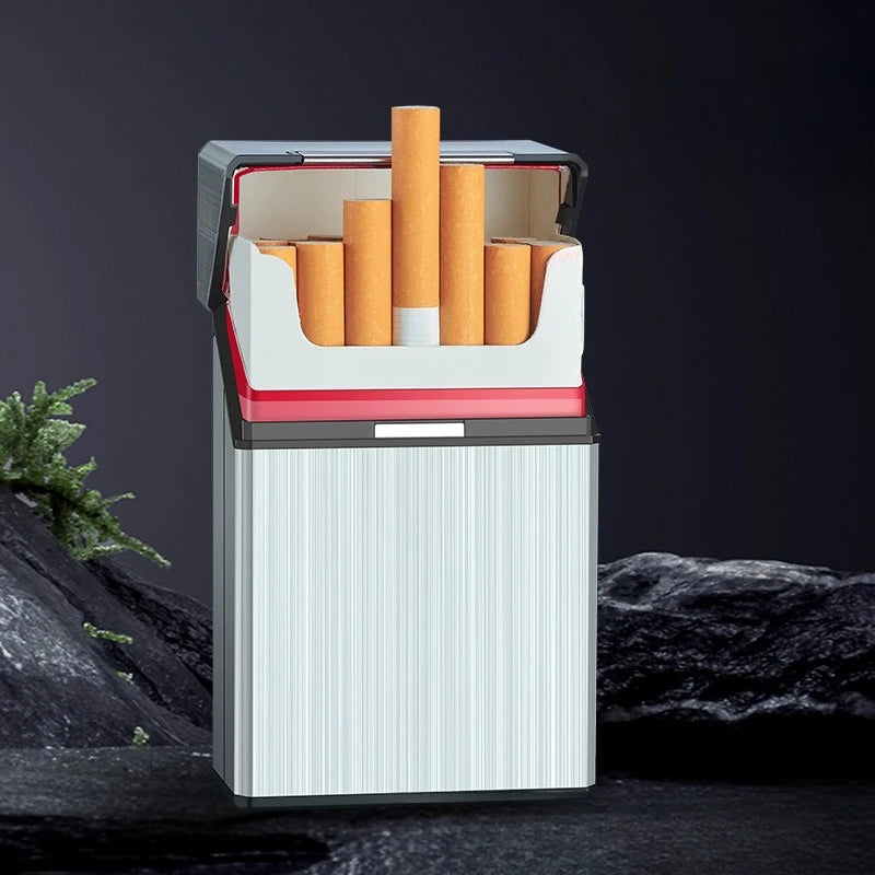 Portable Slim Aluminum Cigarette Case Regular King Size Plastic Cigar Tobacco Holder Box Storage Container Smoking Accessories Oasis Select Silver