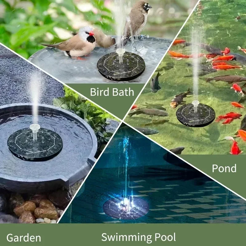 3.5W Fountain Light 7 Colors LED Solar Fountain Light Rotating Fountain with 6 Nozzle Water Pump Outdoor Bird Bath Garden Decor Oasis Select