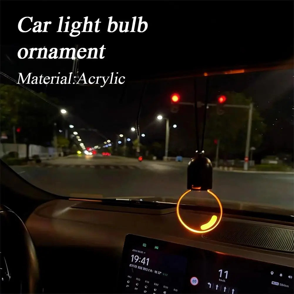 Retro Bulb Car Rearview Mirror Pendant – Warm White LED