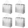 4/6/8PCS Eeusable Gift Bags with Handles Elegant Sliver Gift Bags Independence Day Birthdays Parties Holidays Wedding Shopping Oasis Select Silver 4pcs 32x28x12cm