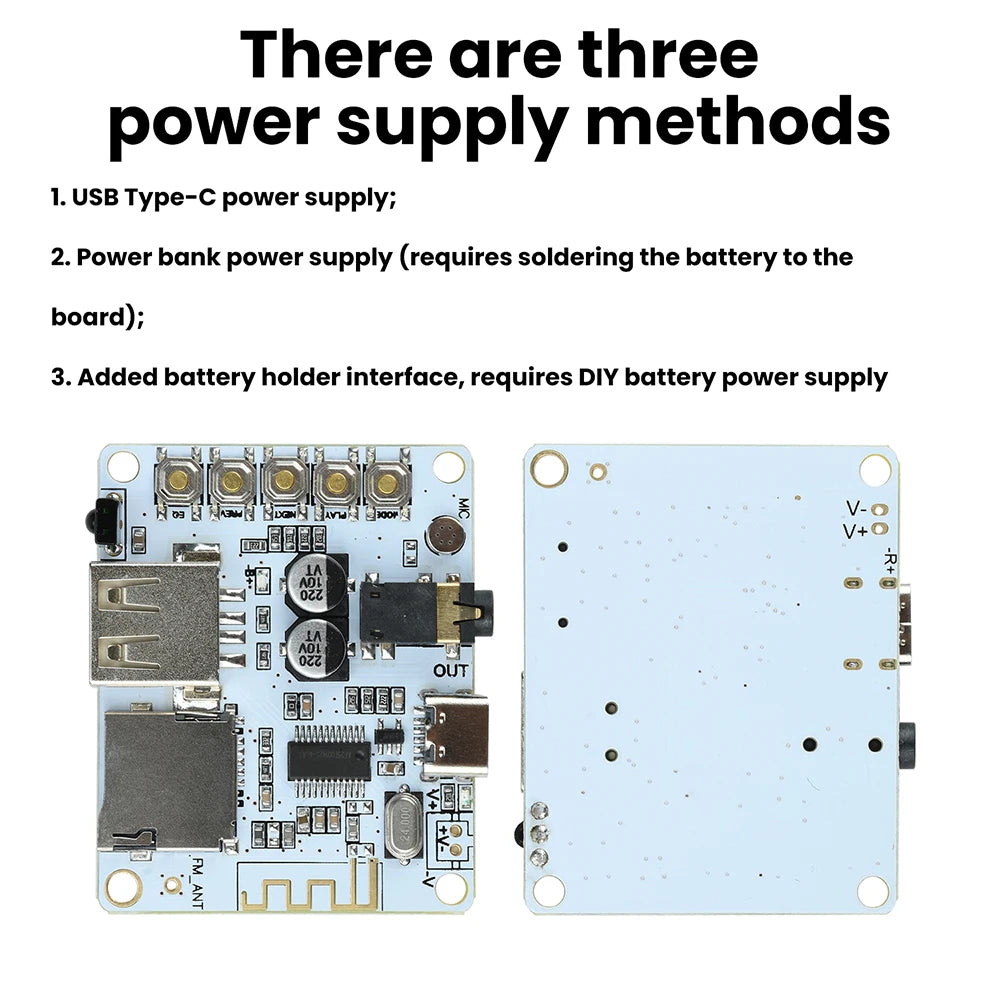 Bluetooth 5.4 Audio Receiver Board with USB/TF Playback Lossless Decoding AAC MP3 WAV FLAC APE for Car AUX DIY Power Supply Oasis Select