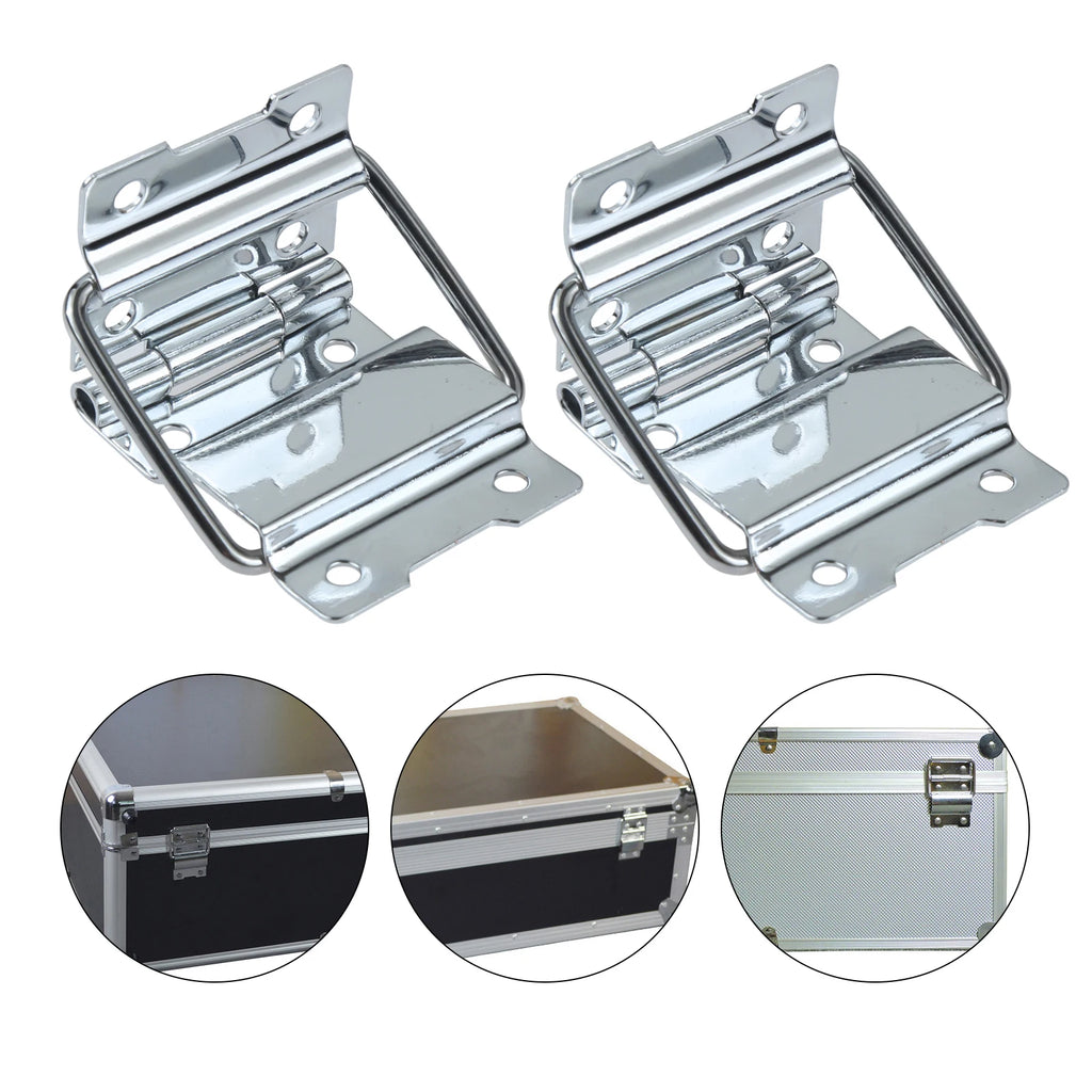 2-Pack Iron Chrome Support Hinges – Toolbox, Cabinet & Luggage