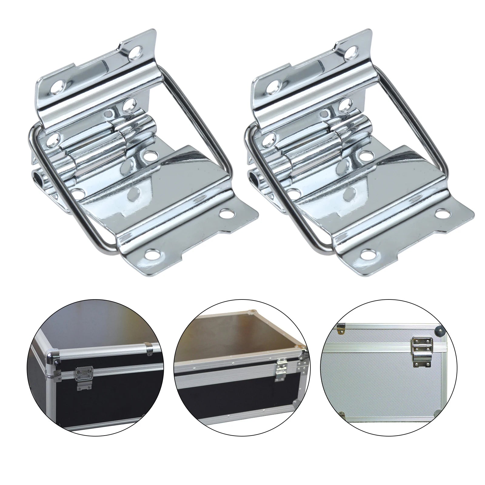 2-Pack Iron Chrome Support Hinges – Toolbox, Cabinet & Luggage