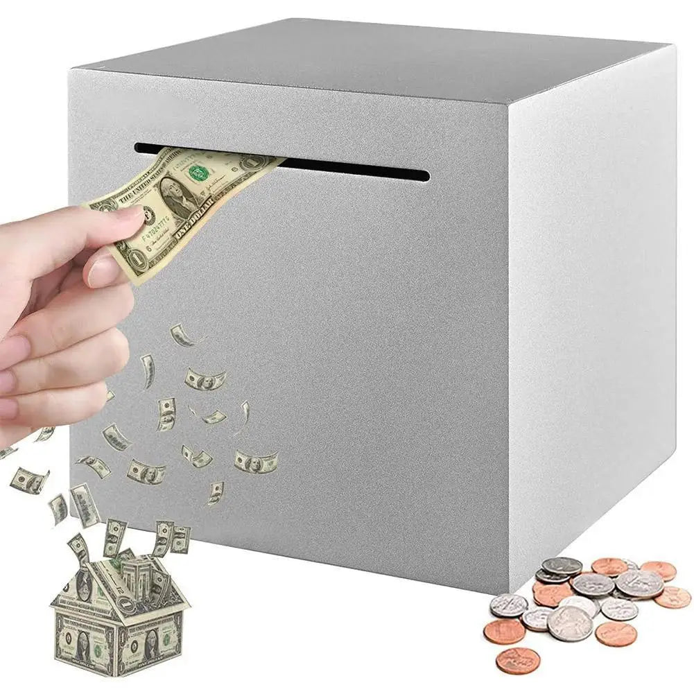 Stainless Steel Piggy Bank Only In No Export Banknotes Desktop Large-capacity Coin Boxes Safe Box Money Savings Bank For Kids Oasis Select