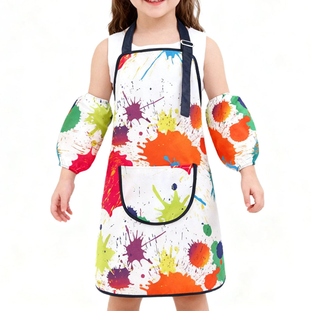 Children's Art Apron Multi-purpose Waterproof Painting Apron With 2 Sleeves And Pocket Suitable For Painting, Baking And DIY Oasis Select