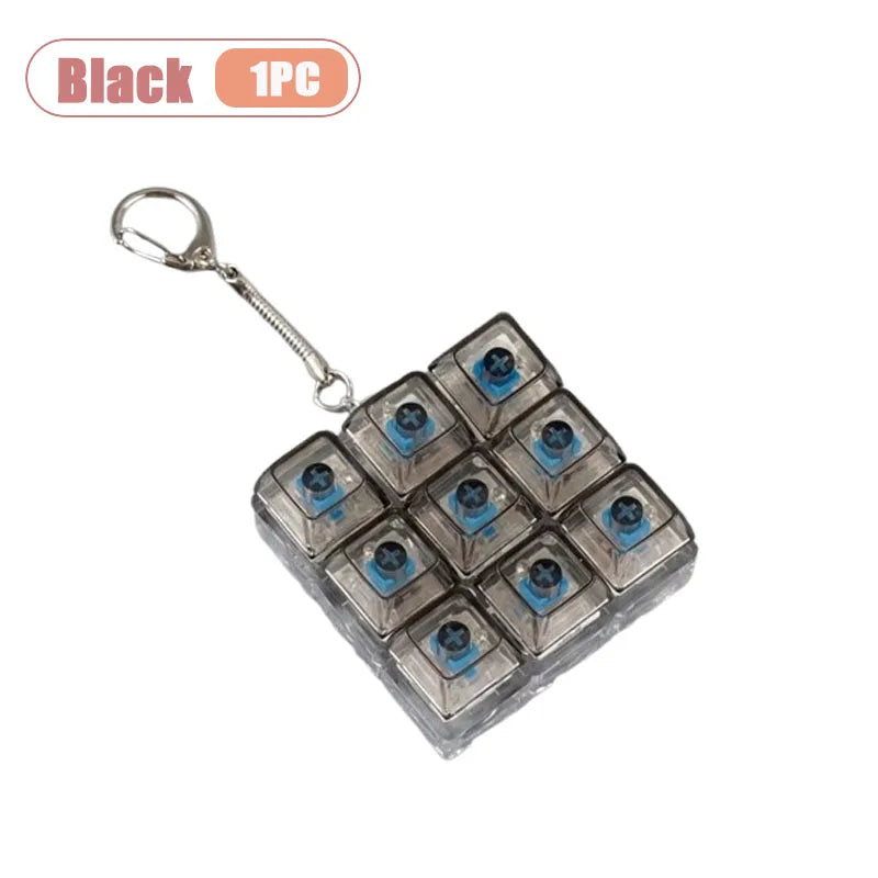 1-20PCS 9 Keys Mechanical Switch Tester Keychain Fidget Clicky Stress Relief for Keyboard Enthusiast Gamer Desk Decor Oasis Select Black-1PC