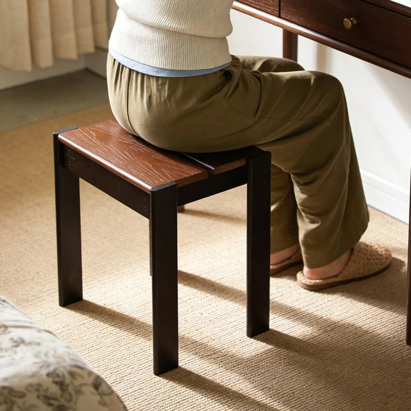 Solid wood American retro home solid wood small bench round stool coffee table stool low stool shoe changing stool small stool Oasis Select