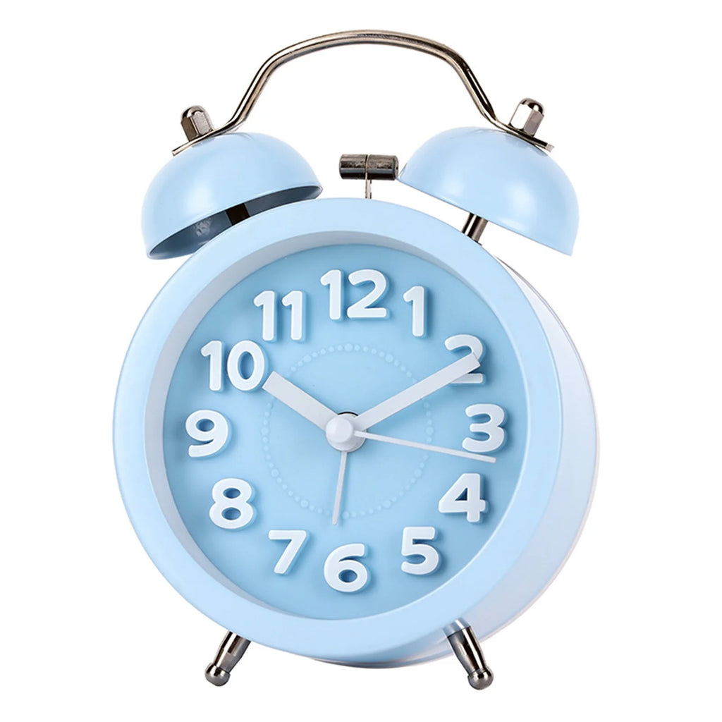 Retro Twin-Bell Alarm Clock | Silent Night Light Bedside Clock