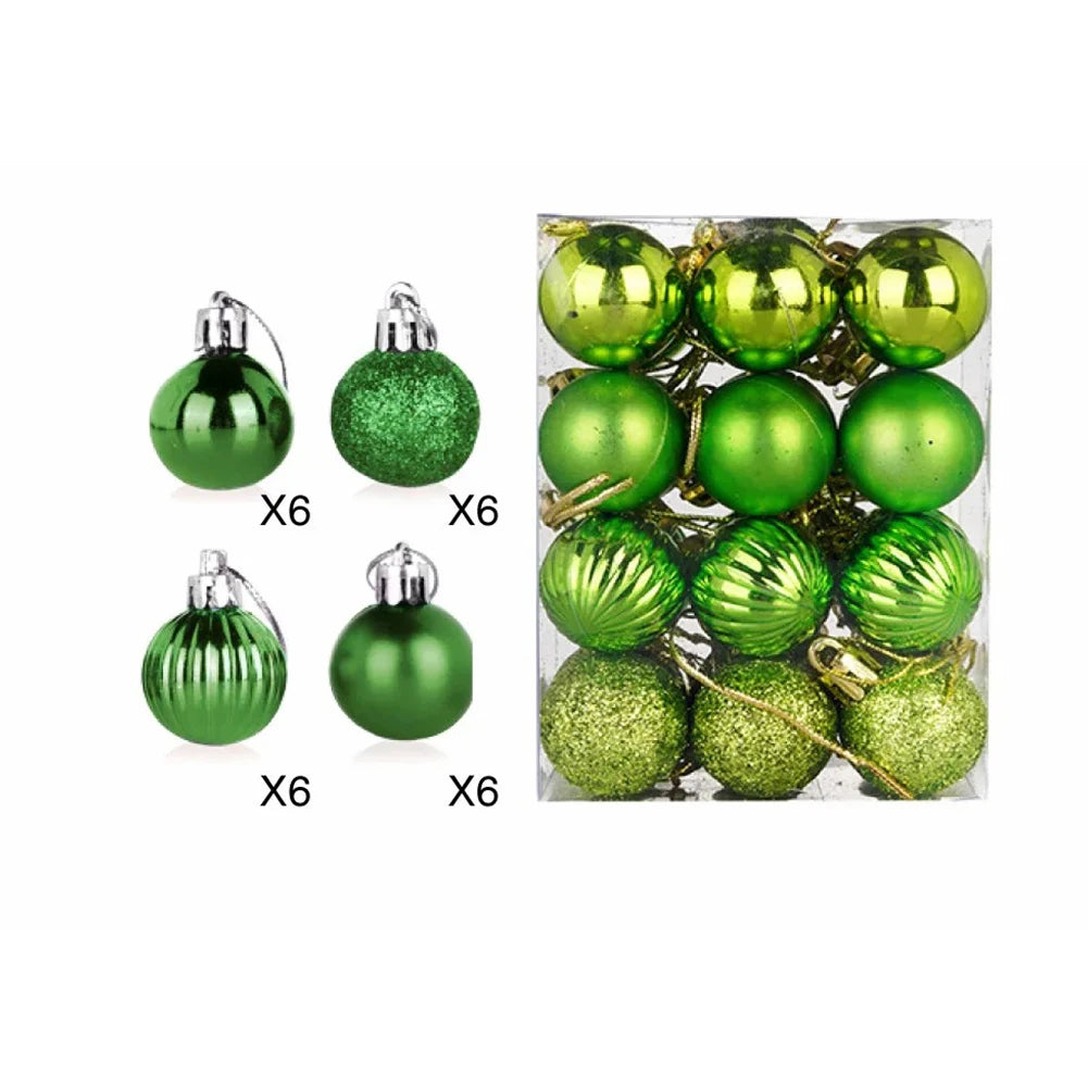 Decoration Christmas Baubles 24pcs set 30mm Christmas Tree Decoration Hanging Balls Ornament Party Home Decor Set