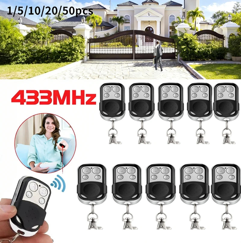 1-50pcs 433MHz Remote Control Universal Garage Remote 4 Buttons Duplicator Controller Replacement Wireless Car Keys for Garage Oasis Select