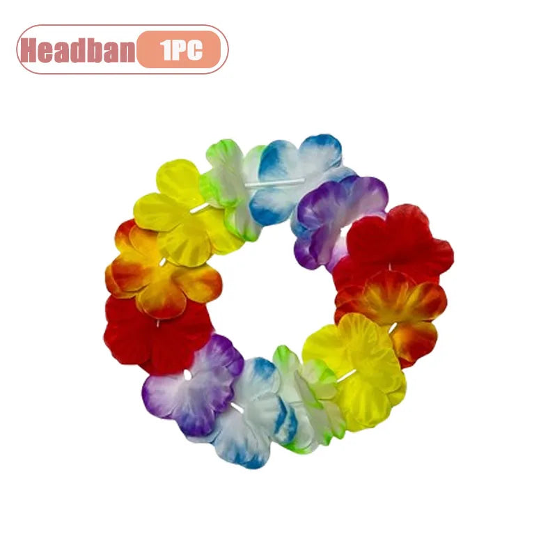 1-40PCS Faux Flower Headband and Wristband Set Multicolor Festive Party Dance Floral Crown Corsage for Women Girls Cosplay Oasis Select Headband-1PC