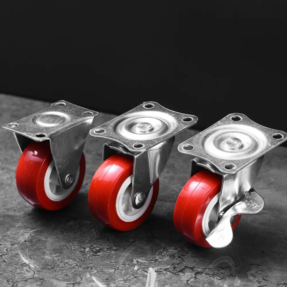 1-2inch Furniture Caster PVC Red Universal Wheel Swivel Caster Roller Wheel For Platform Trolley Accessory Oasis Select