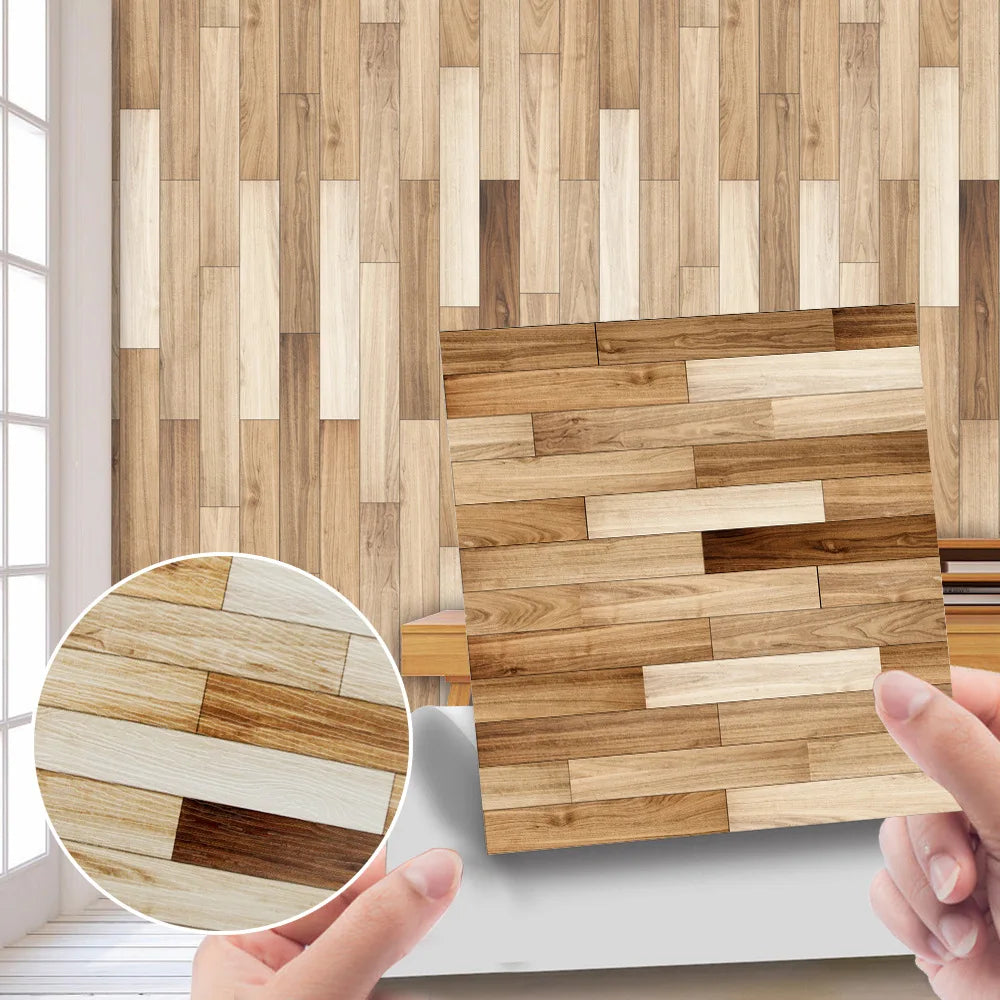 Imitation wood grain texture tiles pasted antique self-adhesive tiles pasted retro wall stickers can be removed Oasis Select