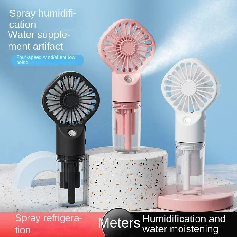 USB Rechargeable Mini Misting Fan – 4 Speeds | Portable Spray