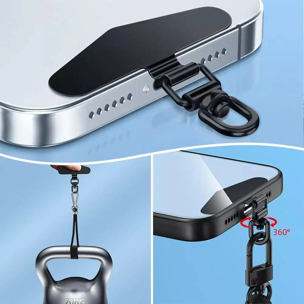 360° Rotatable Steel Phone Lanyard Tether Tab | Anti-Lost Patch