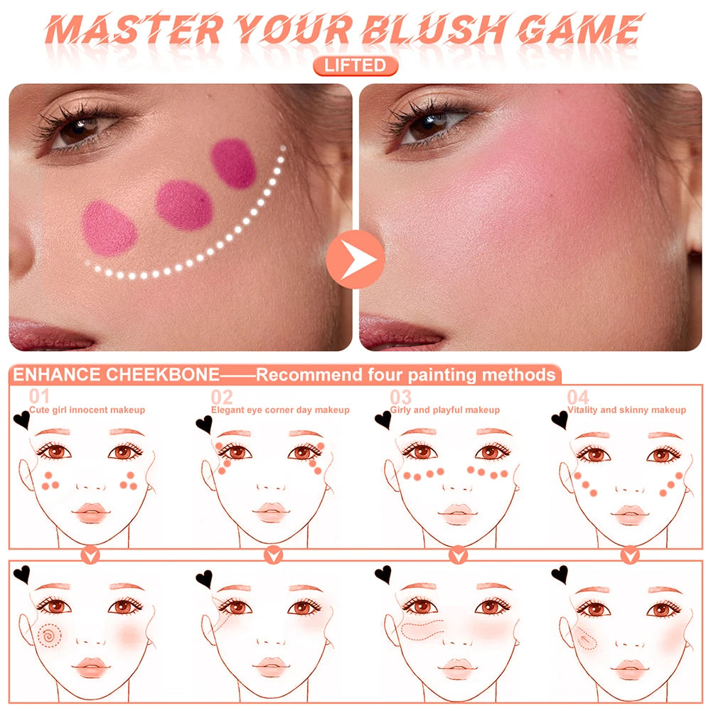 Matte Liquid Blush Waterproof High Pigmented Smooth Non-Sticky Peach Pink Coral Daily Makeup Multi-use Blushing Glow Christmas Oasis Select